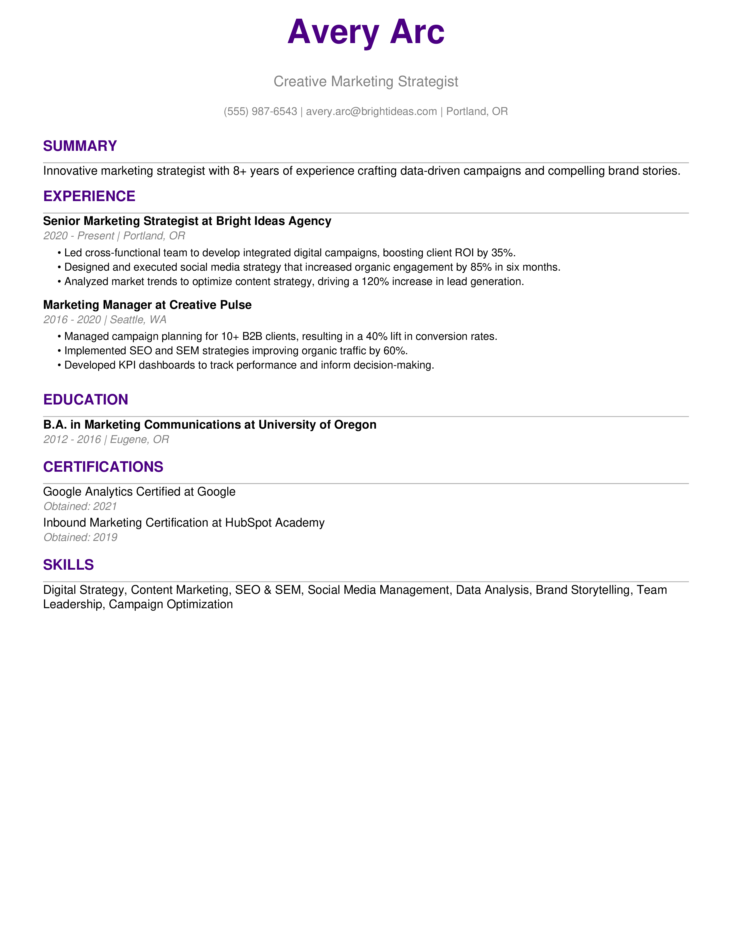Arc Resume
