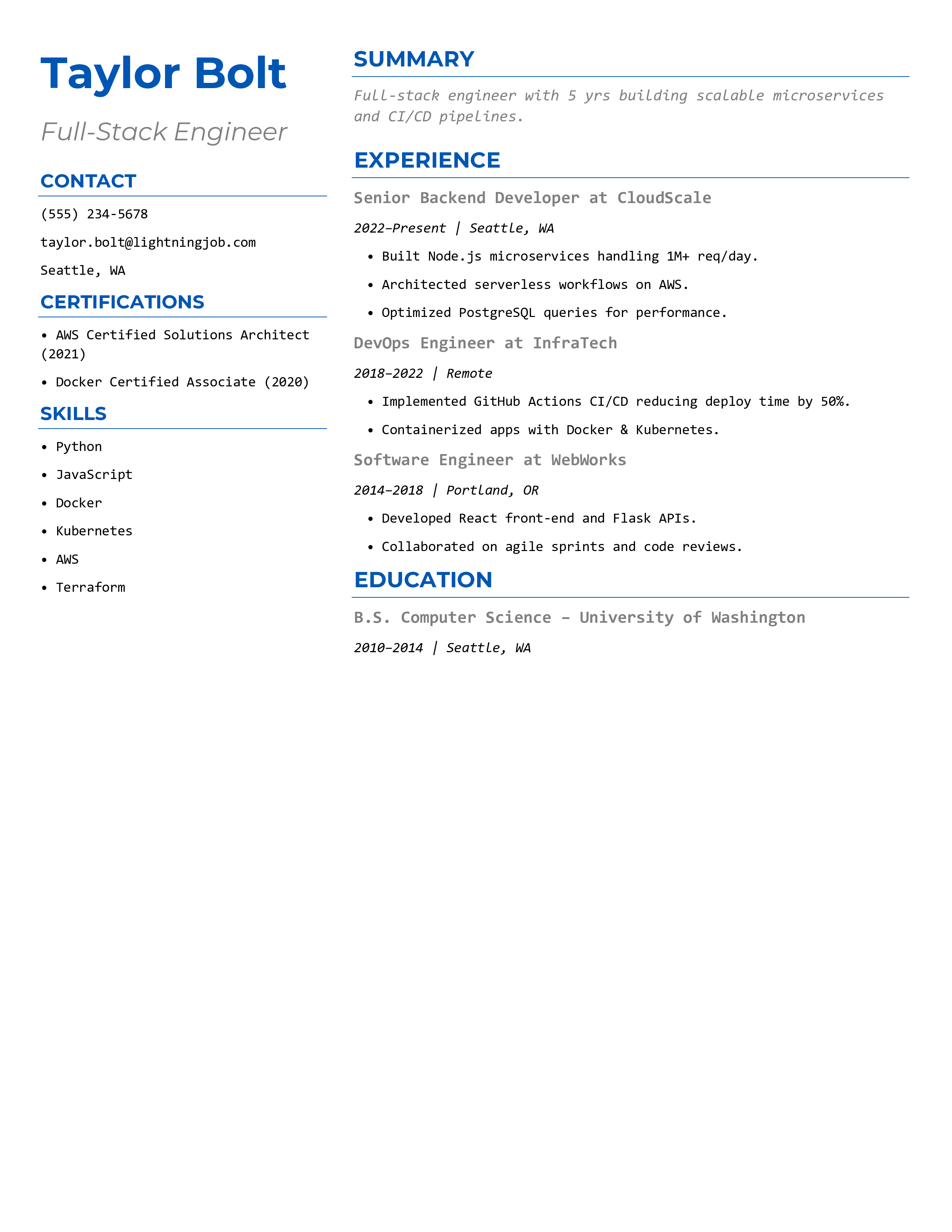Bolt Resume