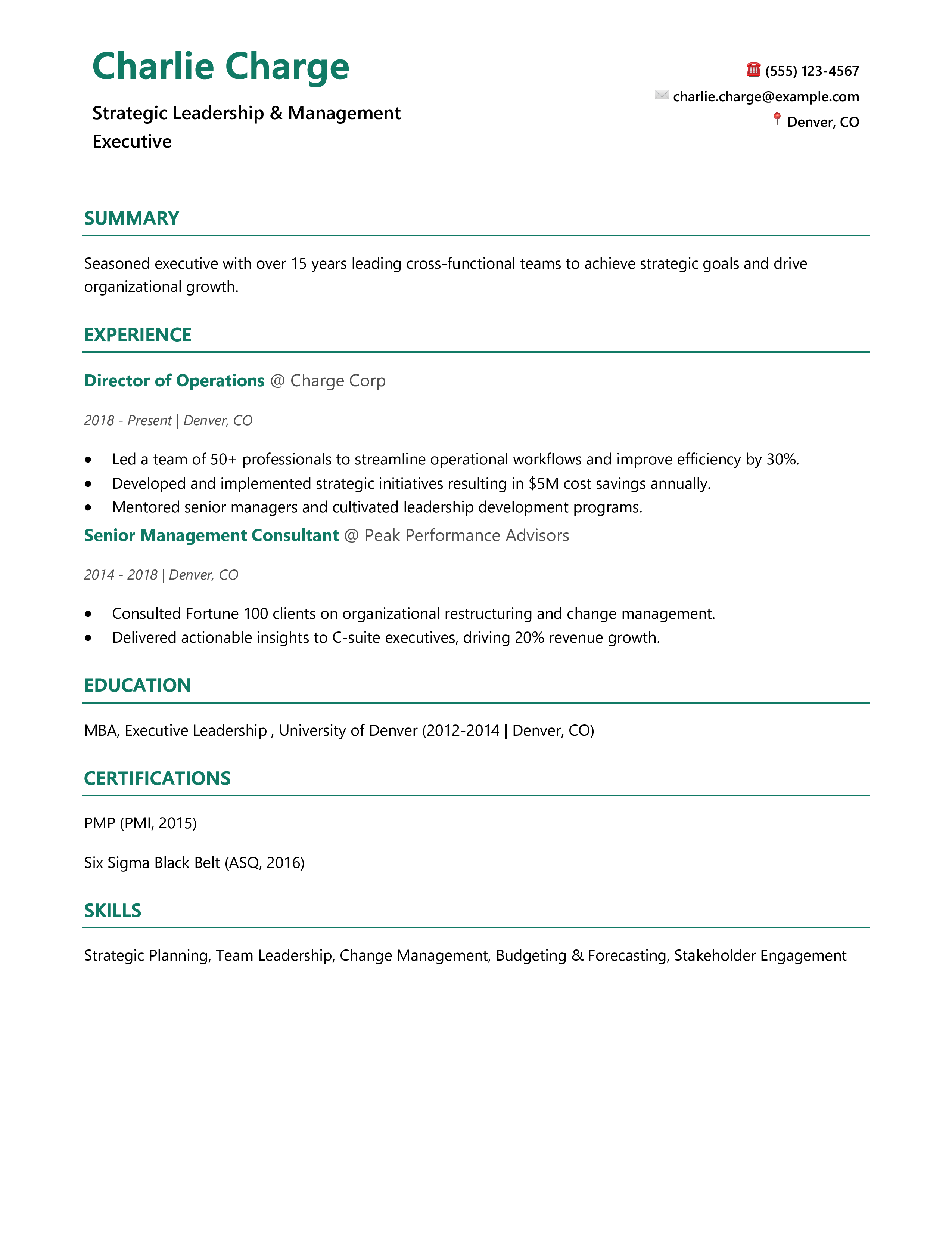 Charge Resume